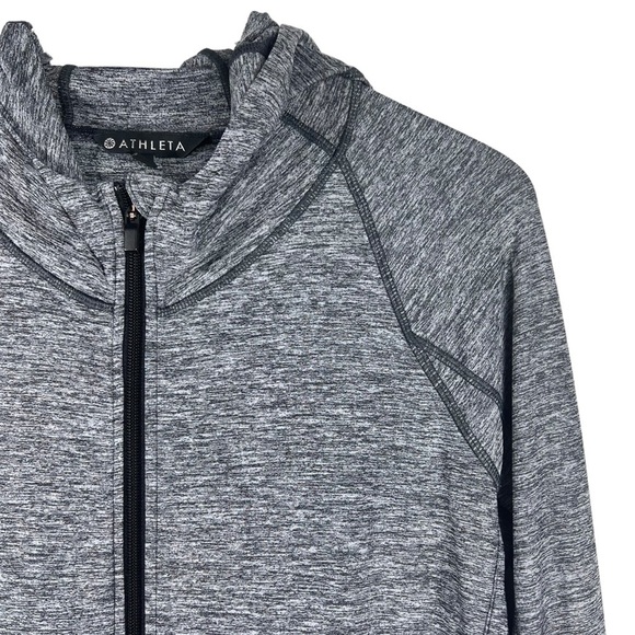 ATHLETA Baja Marled Grey Fill Zip Hooded Top | Medium - Picture 3 of 9
